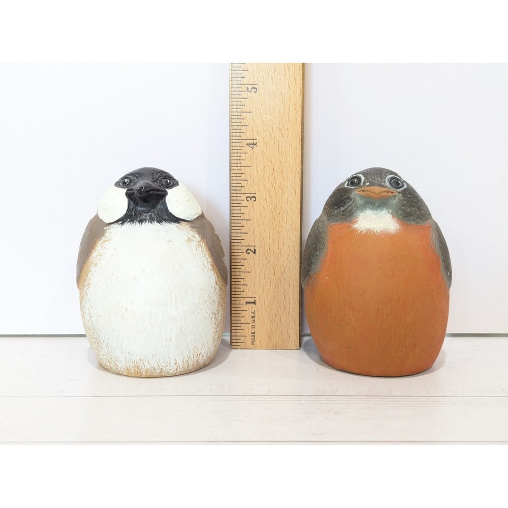 Rolly Polly Robin Chickadee Bird Resin Statue Figure 3.5" Hand Painted Heavy - Picture 15 of 16